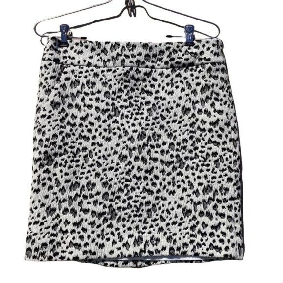 Ann Taylor Loft White Gray Leopard Print Day To Night Mini Pencil Skirt Sz S - Picture 12 of 12